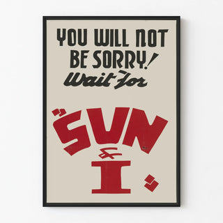 Minimalist typographic poster Sun & I in black and red
