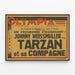 Póster vintage de la película Tarzán y su compañera Johnny Weissmuller — cuadro enmarcado en la pared