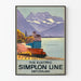 Póster vintage de la línea eléctrica Simplon Suiza