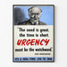 Póster vintage con cita de urgencia Lord Beaverbrook
