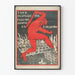 Póster vintage soviético La Fuerza del Trabajo rojo sobre industria en ruinas