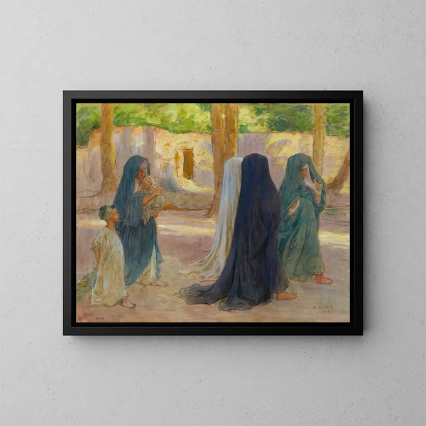 Mujeres árabes en paseo - Étienne Dinet — cuadro enmarcado en la pared