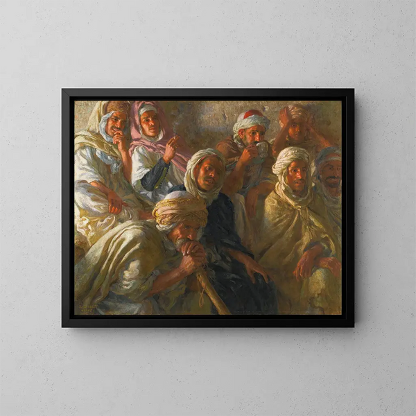 Espectadores admirando a una bailarina - Étienne Dinet — cuadro enmarcado en la pared