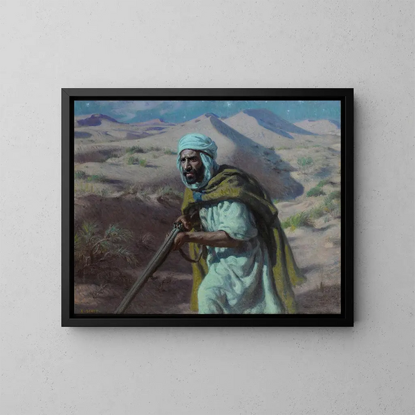 El cazador nocturno - Étienne Dinet — cuadro enmarcado en la pared