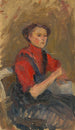 Retrato de una joven con suéter rojo - Ludovit Pitthordt — vista de la obra