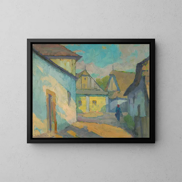 un cuadro de un pueblo del este de Eslovaquia - Ludovit Ordok — cuadro enmarcado en la pared