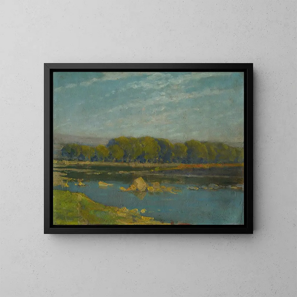Toma del río - Ludovit Ordok — cuadro enmarcado en la pared