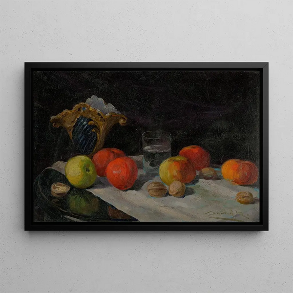 Naturaleza muerta con manzanas - Ludovit Ordok — cuadro enmarcado en la pared