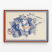 Vintage poster Zipped Lips in blue and red — framed artwork on a wall