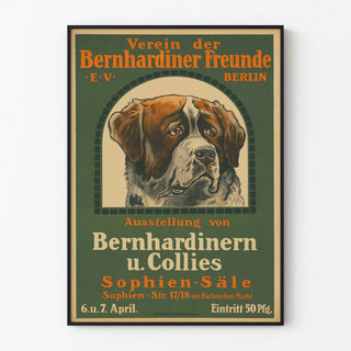 Vintage poster of Bernese Mountain Dog friends Berlin - Wall decoration poster of Saint Bernard dog