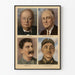 Póster vintage de los líderes mundiales Winston Churchill, Franklin D. Roosevelt, Joseph Staline y Chiang Kai-shek