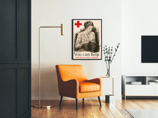 Póster vintage de la Cruz Roja Americana de ayuda y solidaridad