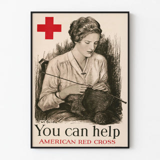 Póster vintage de la Cruz Roja Americana de ayuda y solidaridad